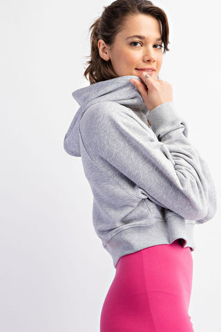 Maggie French Terry Crop Hoodie • Heather Grey