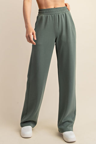 Mikayla Modal Scuba Straight Pants • Sage Leaf