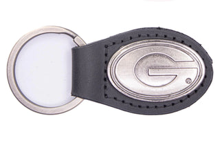 Georgia G Oval Leather Key Fob • Black