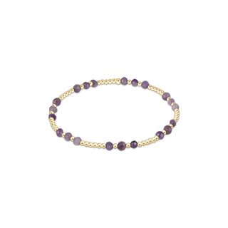 Gemstone Gold Joy Pattern 3mm Bead Bracelet • Amethyst