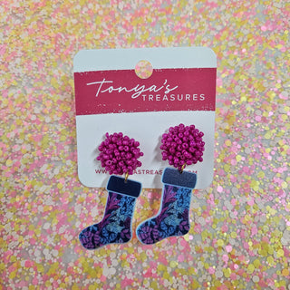 Beaded Acrylic Earrings • Stocking