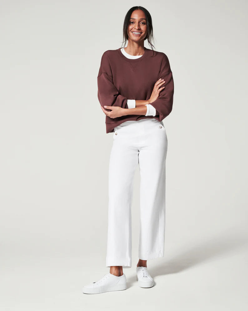 Stretch Twill Cropped Wide Leg Pant • Bright White