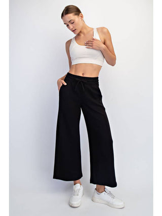 Modal Scuba Cropped Wide Pant • Black