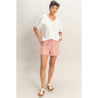 Alaina Oversized V-Neck Top • White