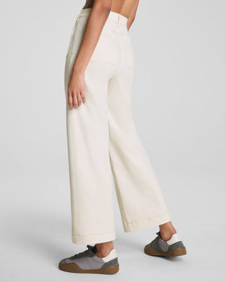 Spanxshape™ Authentic 360 Cropped Wide Leg Jeans With Patch Pockets • Alabaster