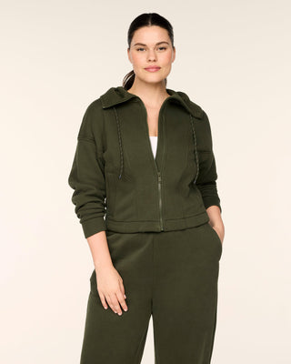 Spanx® BoostUp Cotton Fleece Full Zip Hoodie • Monstera