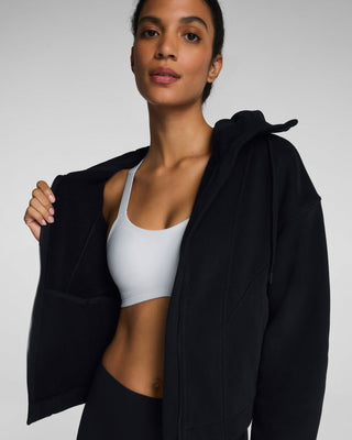 Spanx® BoostUp Cotton Fleece Full Zip Hoodie • Very Black