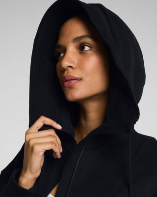 Spanx® BoostUp Cotton Fleece Full Zip Hoodie • Very Black