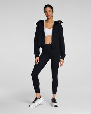 Spanx® BoostUp Cotton Fleece Full Zip Hoodie • Very Black
