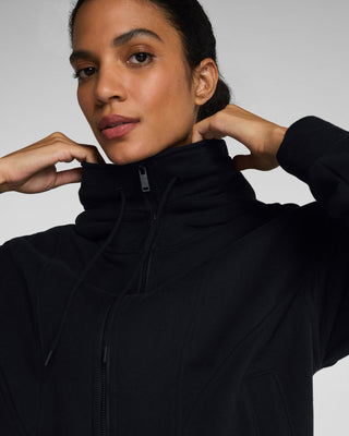 Spanx® BoostUp Cotton Fleece Full Zip Hoodie • Very Black