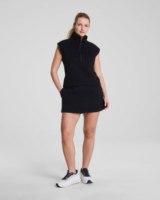 Spanx® BoostUp Cotton Fleece Half Zip Vest • Very Black
