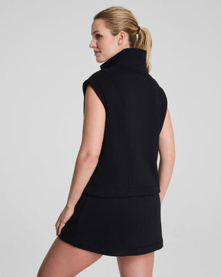 Spanx® BoostUp Cotton Fleece Half Zip Vest • Very Black