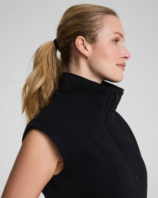 Spanx® BoostUp Cotton Fleece Half Zip Vest • Very Black