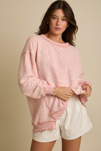 Sequin Pullover with Merrow Hem • Baby Pink