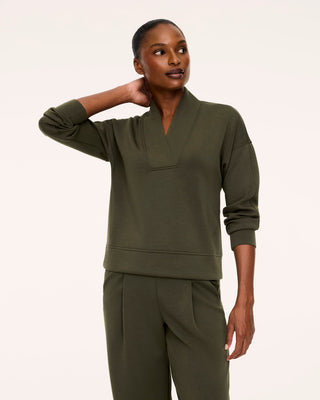 Spanx AirEssentials® V-Neck Long Sleeve Top • Monstera