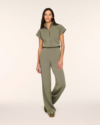 Spanx AirEssentials® Pintuck Half Zip Jumpsuit • Herb