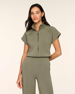 Spanx AirEssentials® Pintuck Half Zip Jumpsuit • Herb
