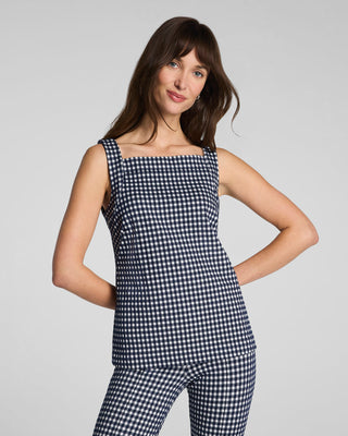 Spanx® Ponte Jacquard Square Neck Tank • Gingham