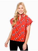 The Bulldogs Poplin Blouse • Red