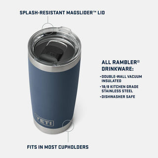 Rambler® 20 oz Tumbler With Black MagSlider™ Lid