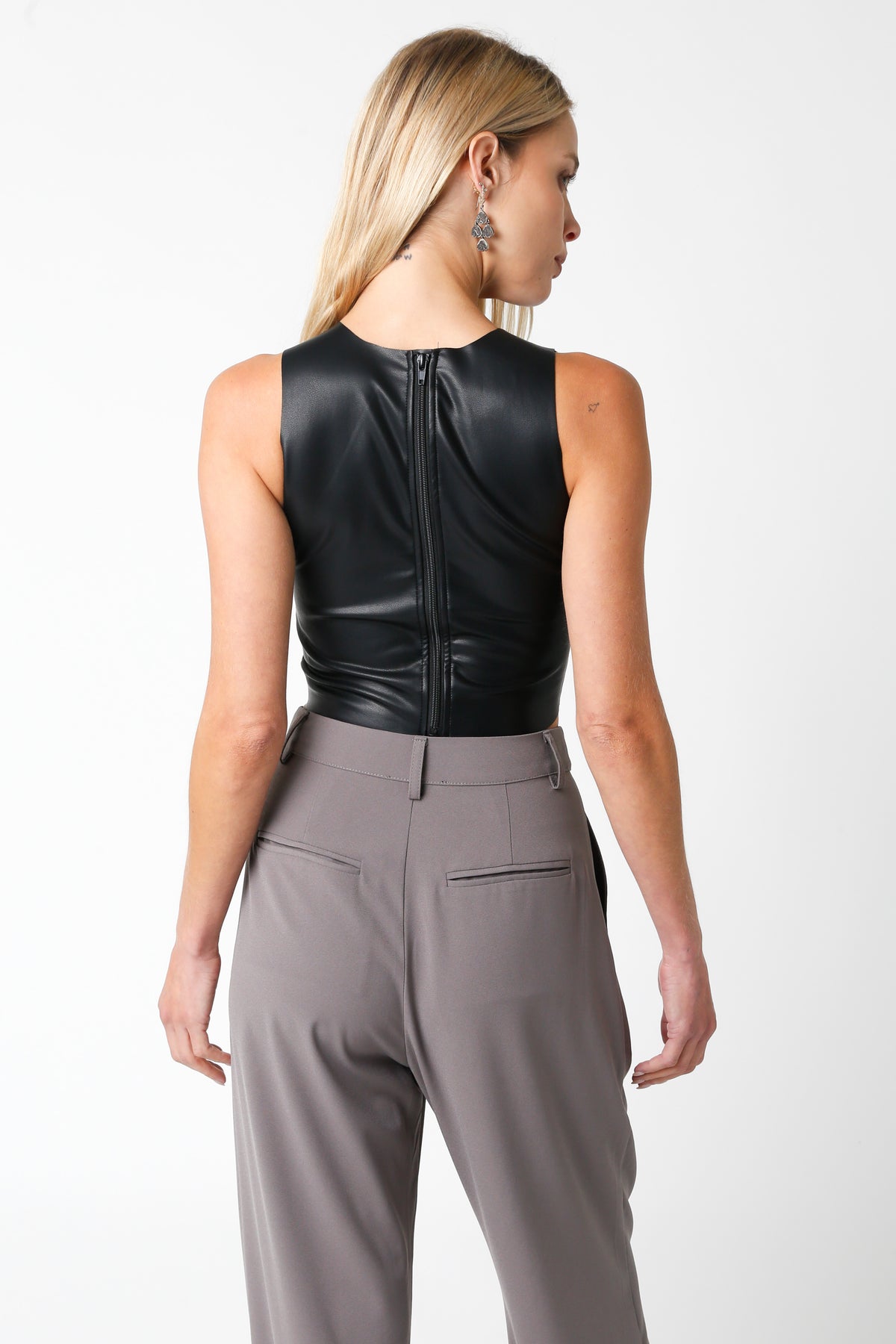 Back On Track Leather Top • Black