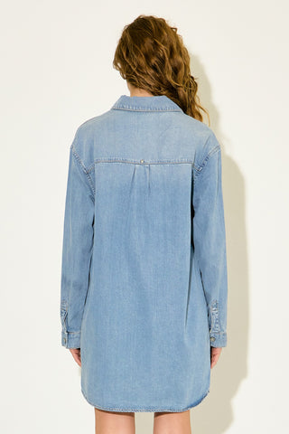 Irene Oversized Denim Shirt Dress • Light Wash