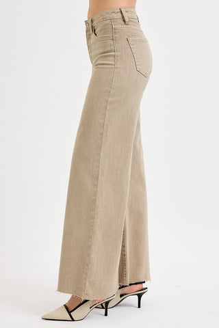 High Rise Tummy Control Lurex Palazzo Pants • Taupe