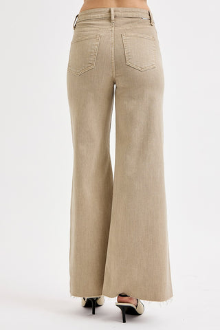 High Rise Tummy Control Lurex Palazzo Pants • Taupe