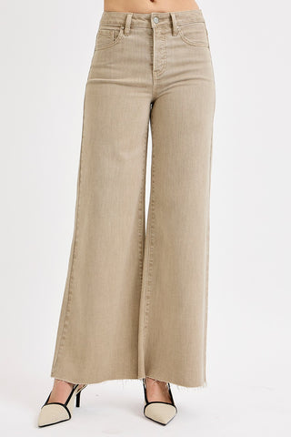 High Rise Tummy Control Lurex Palazzo Pants • Taupe