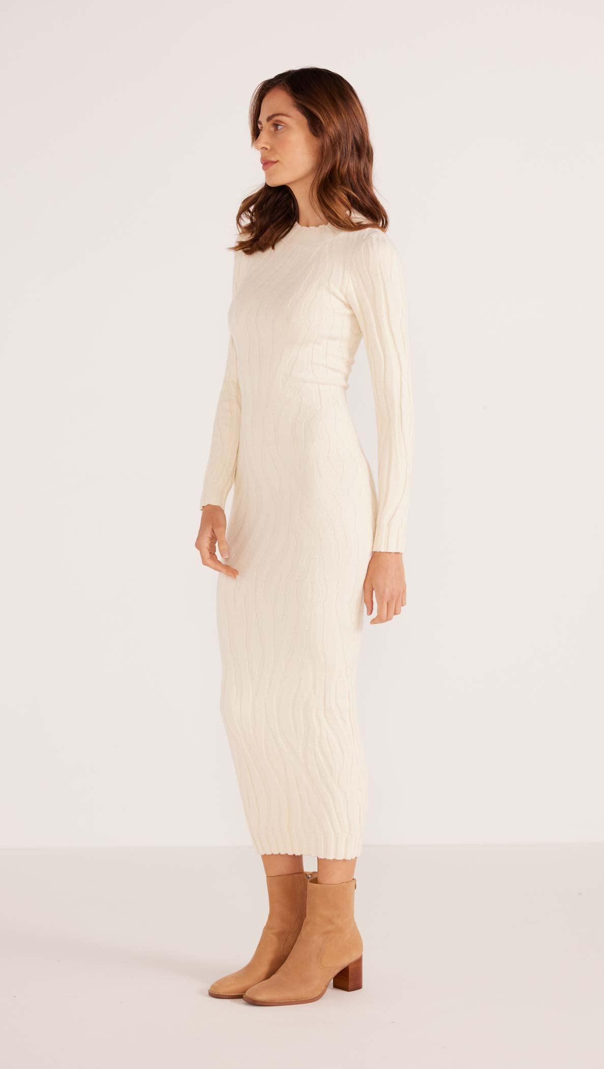 Hazel Textured Knit Midi Dress Crema M / Crema Hazel Textured Knit Midi Dress Crema M / Crema