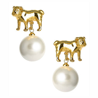 Bulldog Pearl Drop Earring • 18k Gold Plated WS