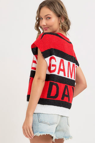 Game Day Sweater Knit Top • Red + Black