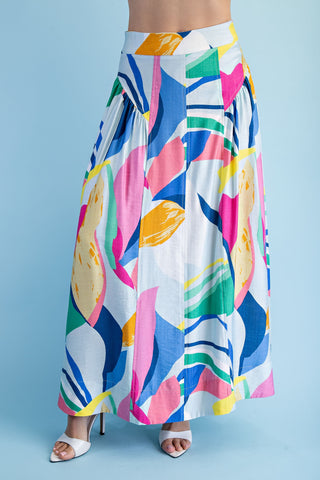 Iris Bright Abstract Skirt • Sky
