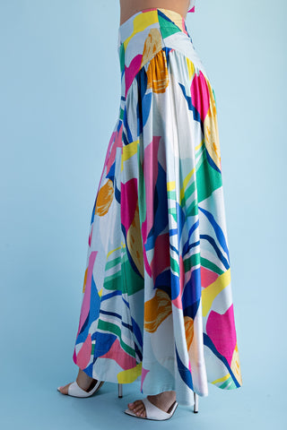 Iris Bright Abstract Skirt • Sky