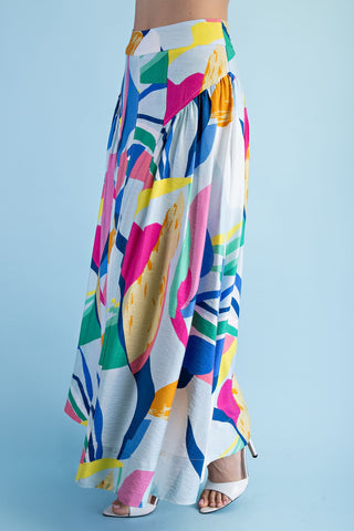 Iris Bright Abstract Skirt • Sky