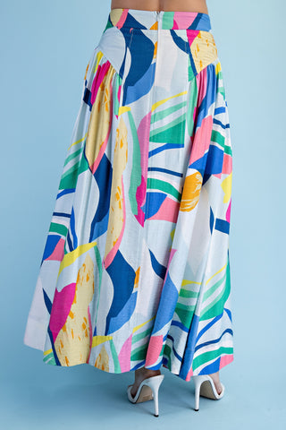 Iris Bright Abstract Skirt • Sky