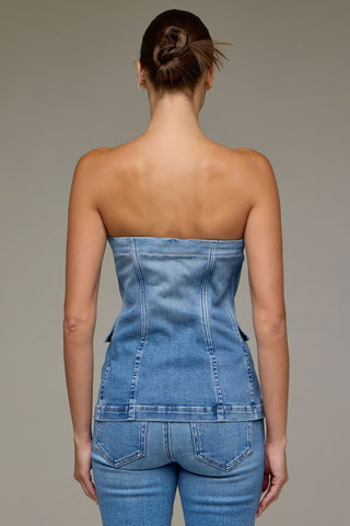 Iyla Denim Tuxedo Bustier • Medium Wash