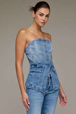 Iyla Denim Tuxedo Bustier • Medium Wash
