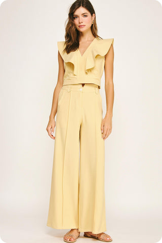 Serena Ruffle V-Neck Top • Butter Scotch