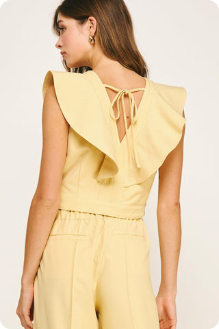 Serena Ruffle V-Neck Top • Butter Scotch