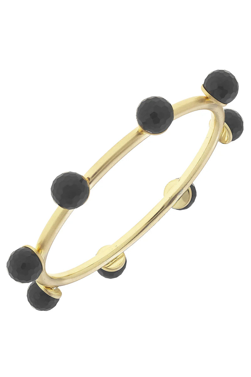 Allison Resin Beaded Bangle in Black