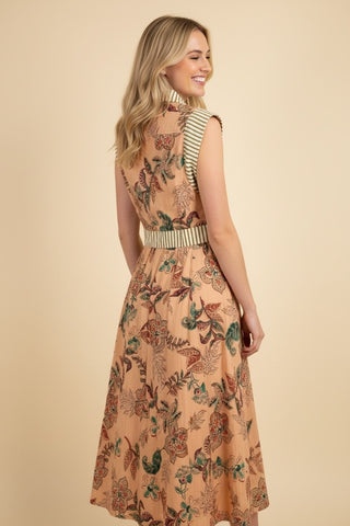 The Vintage Vine Sleeveless Midi Dress • Taupe