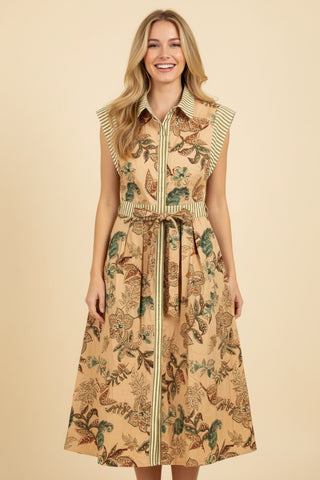 The Vintage Vine Sleeveless Midi Dress • Taupe
