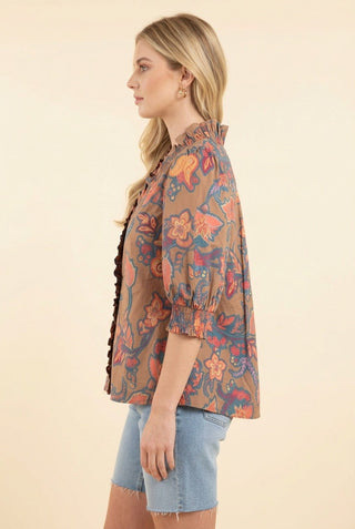 The Paisley Bloom Blouse • Mocha