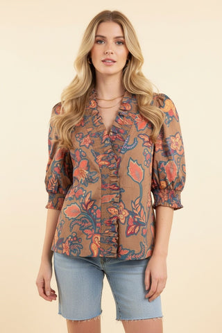 The Paisley Bloom Blouse • Mocha