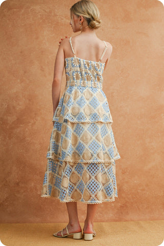 Samara Crochet Block Sleeveless Tiered Dress