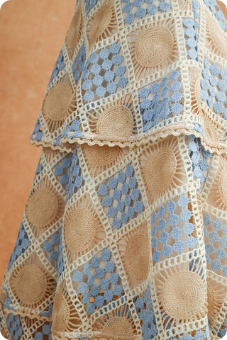 Samara Crochet Block Sleeveless Tiered Dress