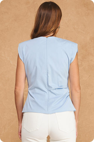 Shiloh Shoulder Pad Sleeveless Blouse • Dusty Chambray