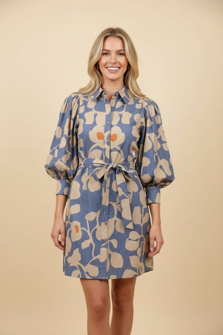 Birdie Botanical Print Puff Sleeve Mini Dress