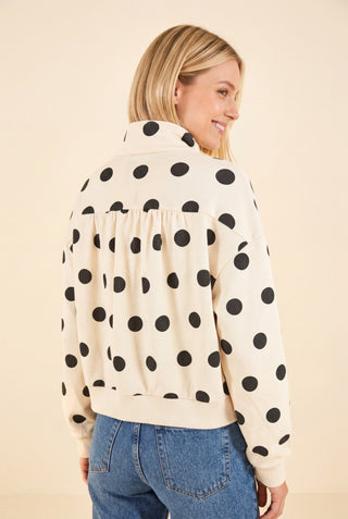 Danica Polka Dot Half Zip Pullover • Cream & Black